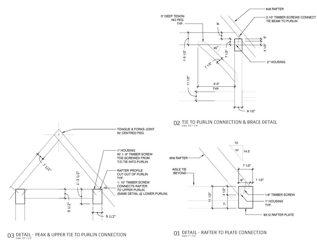 Timber frame joinery shop drawings